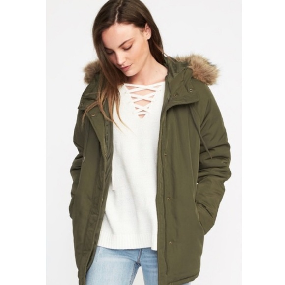 Old Navy Basil Pine Sherpa Utility Lined Anorak - Picture 1 of 6